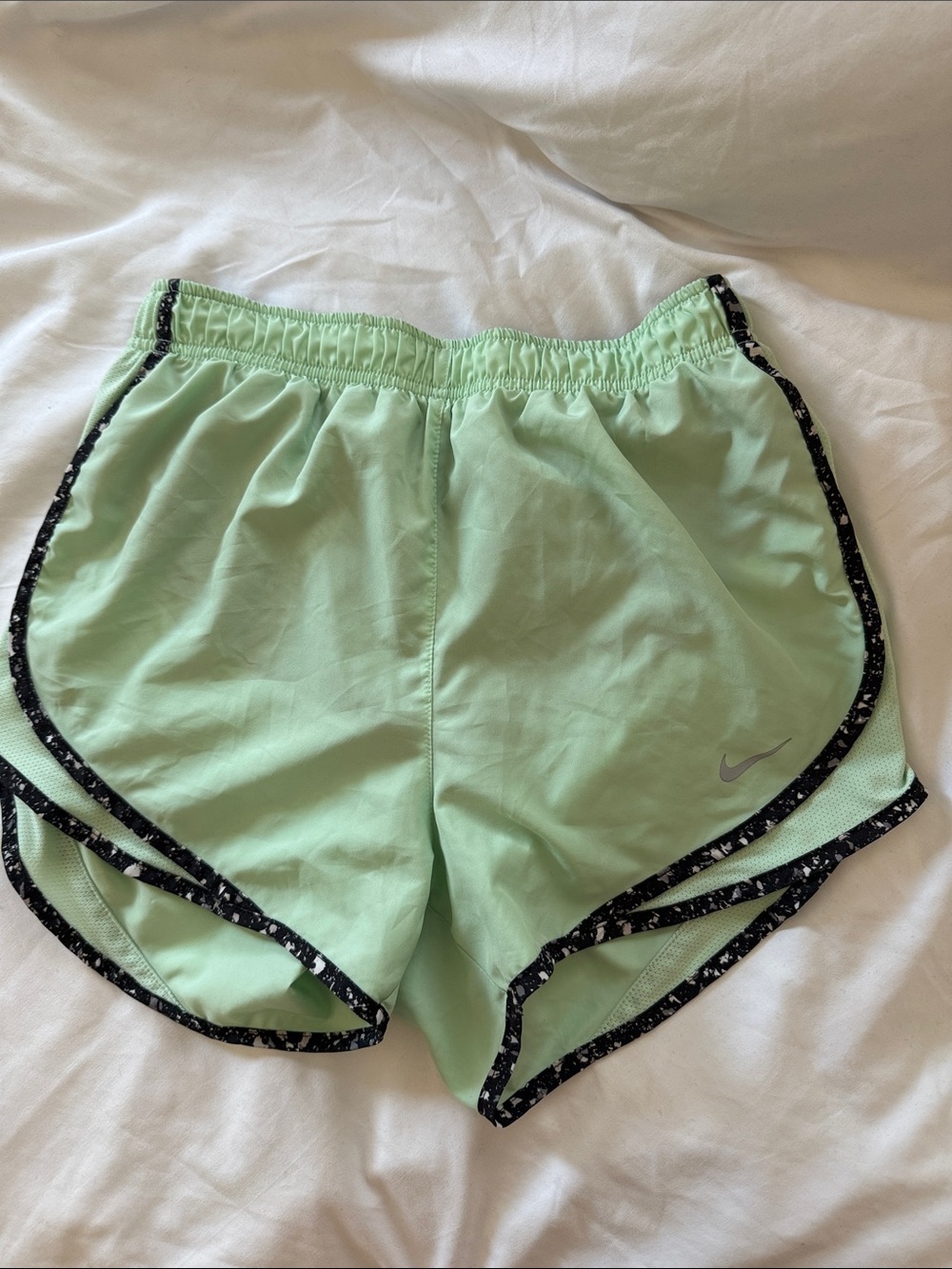 Nike Women's Mint Green Athletic Running Shorts with Black Trim